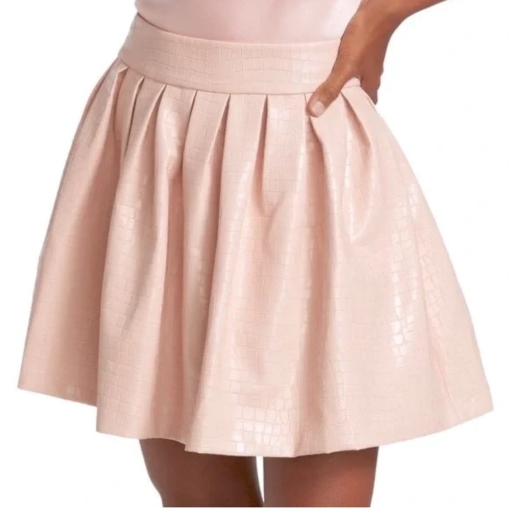Alice + Olivia Fizer Vegan Leather Pink Skirt